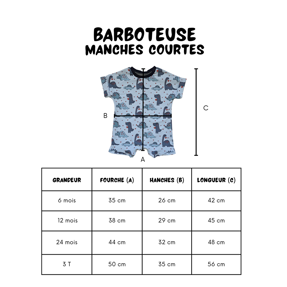 Barboteuse manches courtes - Dinos Géo - 3T