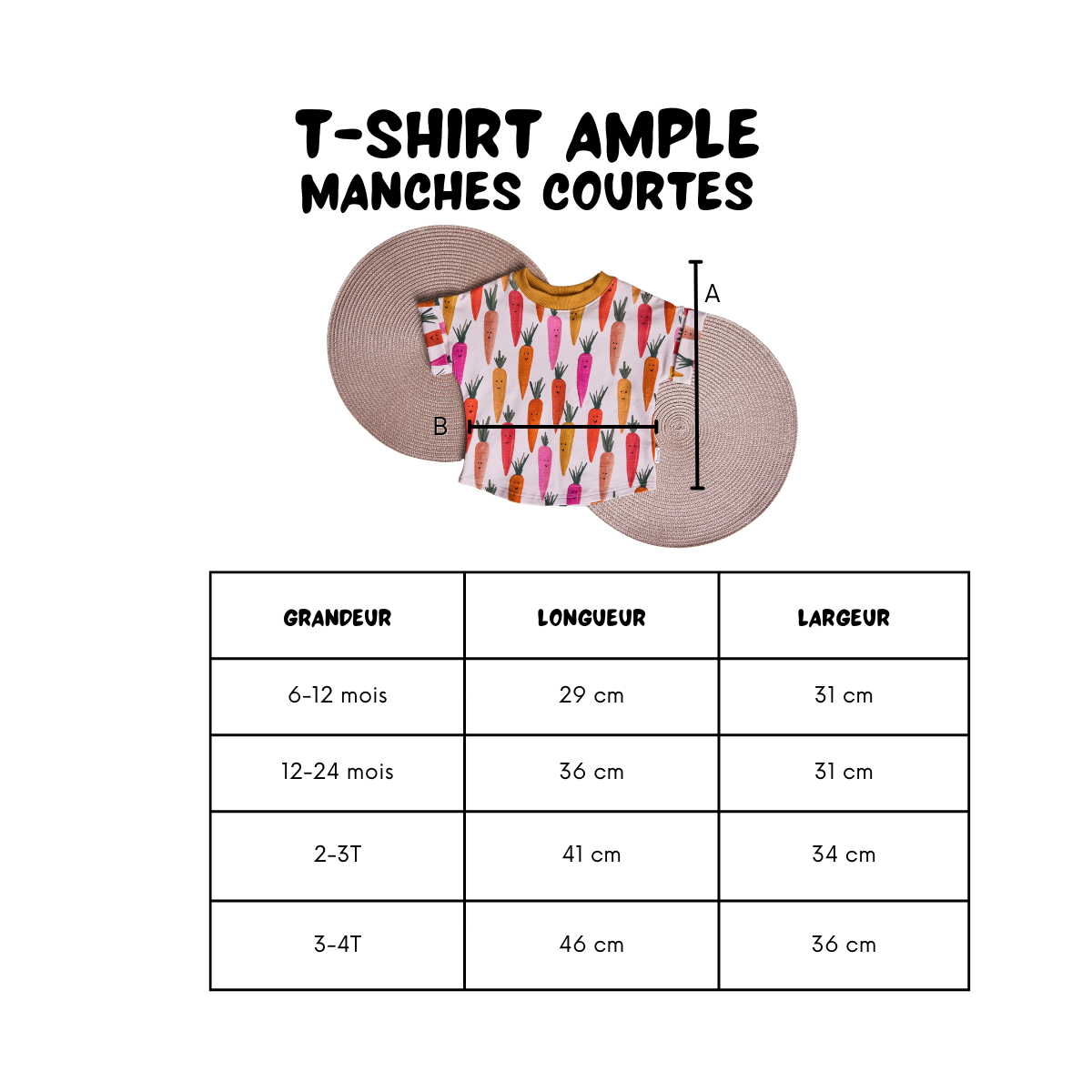 T-Shirt Ample - Ligné Vert Forêt - 3-4 T