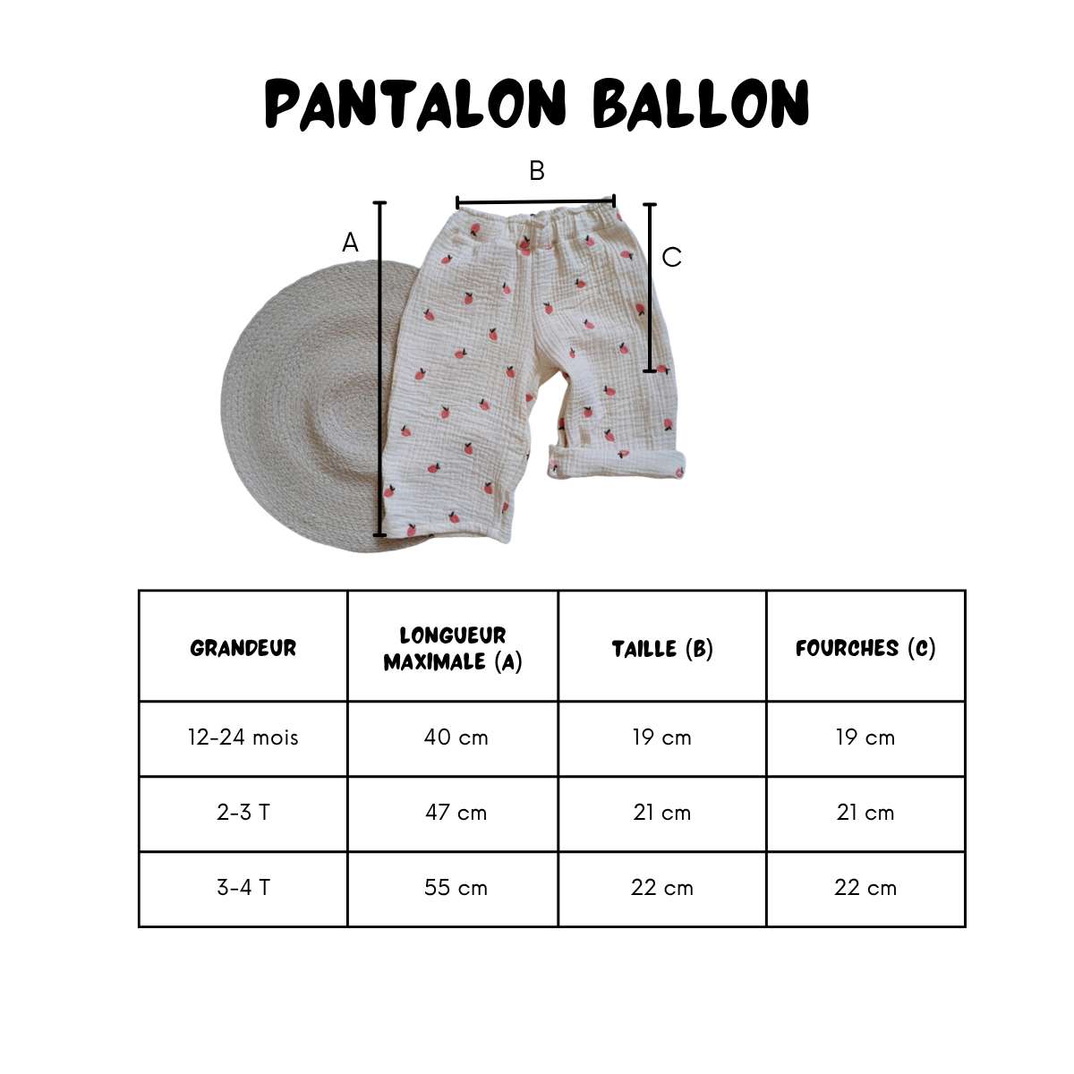 Charte de grandeur Pantalons Ballon