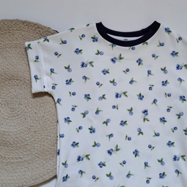 Barboteuse manches courtes - Bleuets