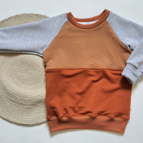 Chandail manches longues orange colorblock pour enfant