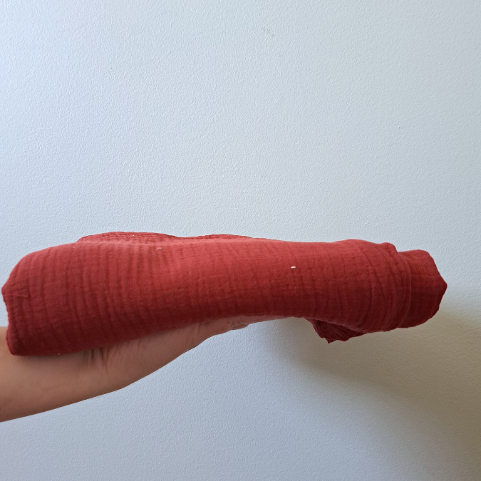 mousseline de coton au mètre rouge brique