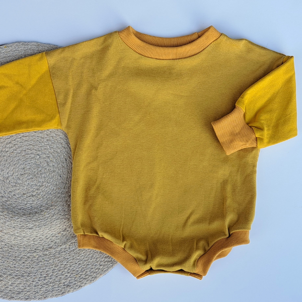 Pull Cache Couche - Colorblock Jaune Moutarde