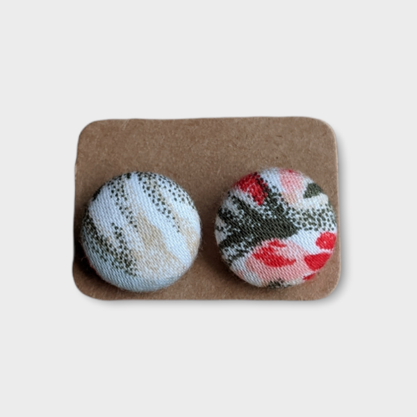 Petites boucles d'oreilles boutons - Fleuri Turquoise