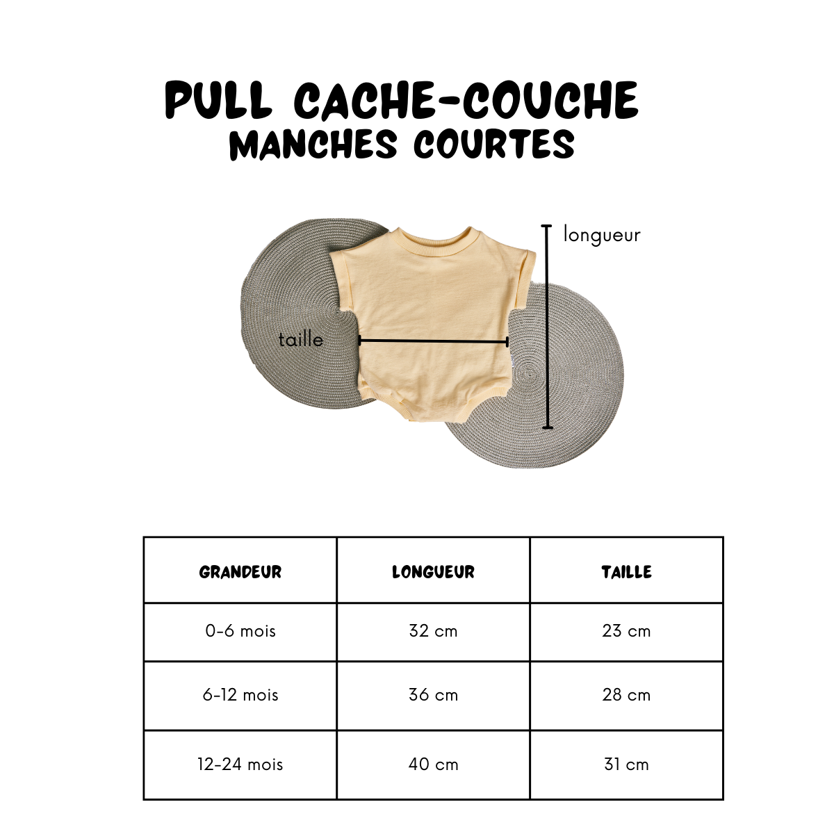 Pull Cache-Couche à manches courtes - Cactus - 12-24 mois