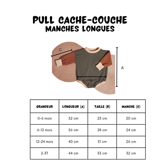 charte de grandeur pull cache-couche