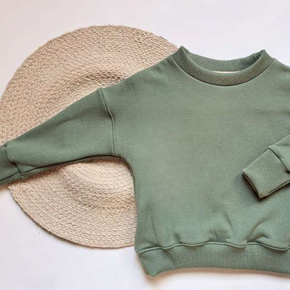 Chandail à manches longues classique pour enfant et bébé de couleur vert