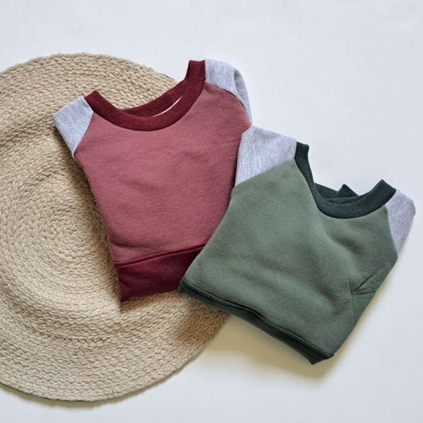 Chandail Colorblock à manches longues  pour les enfants, faits au Québec