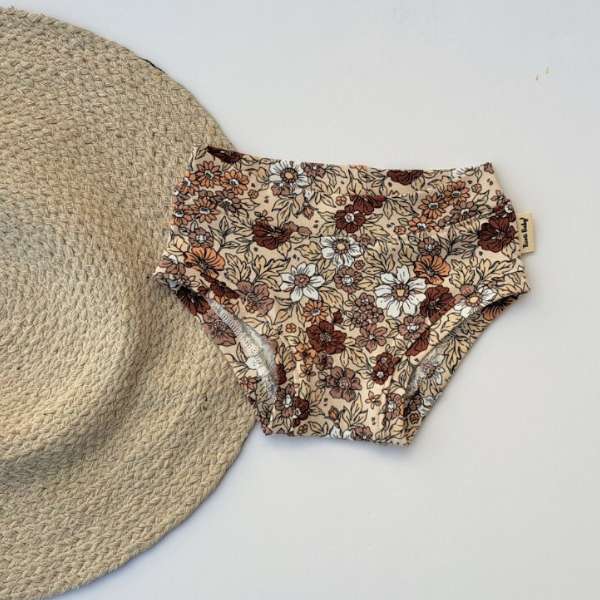 Culotte pour petite fille fleuri beige