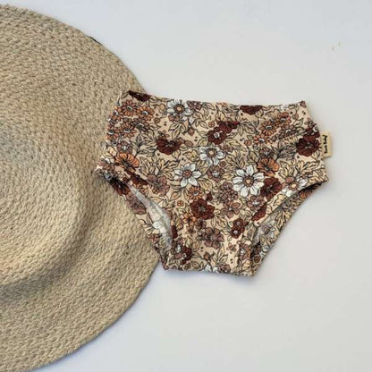 Culotte pour petite fille fleuri beige