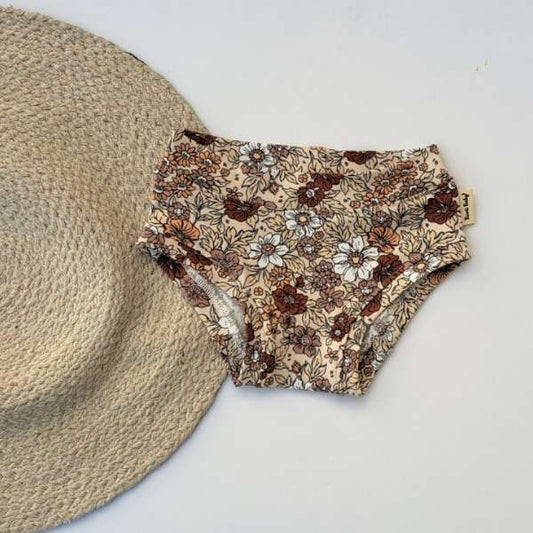 Culotte pour petite fille fleuri beige