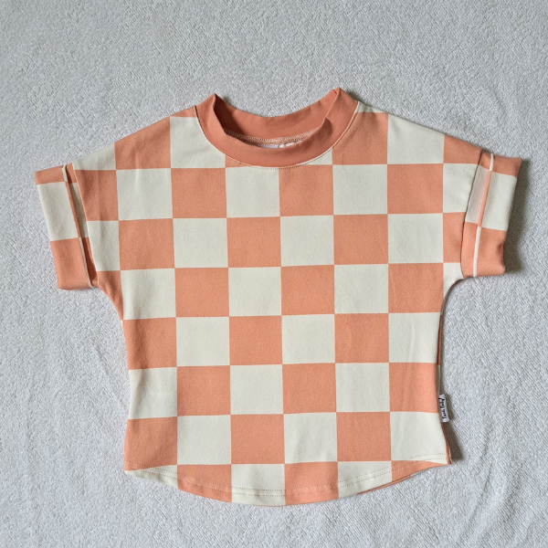 Loose T-Shirt - Coral Checkers