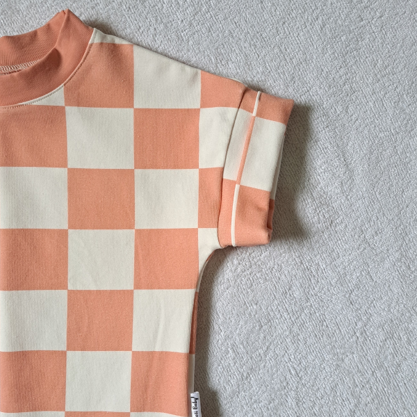 Loose T-Shirt - Coral Checkers