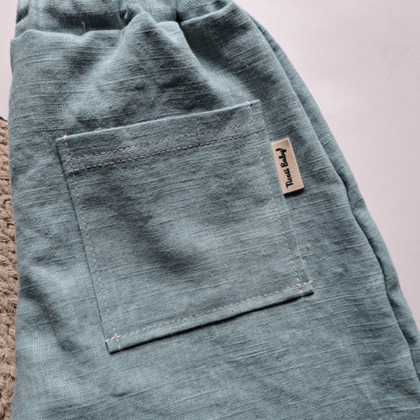 Pantalon Ballon en Lin Bleu