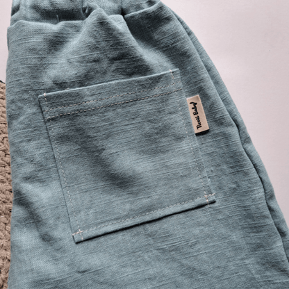 Pantalon Ballon en Lin Bleu