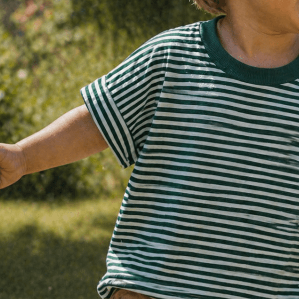T-Shirt Ample ligné vert forêt pour enfant de 3 ans