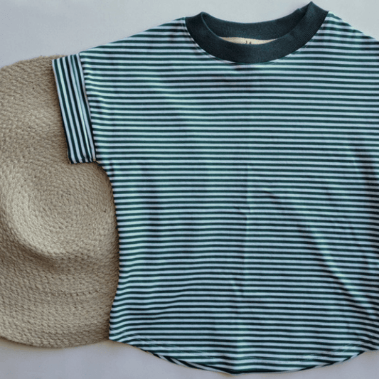 T-Shirt Ample ligné vert forêt pour enfant de 3 ans