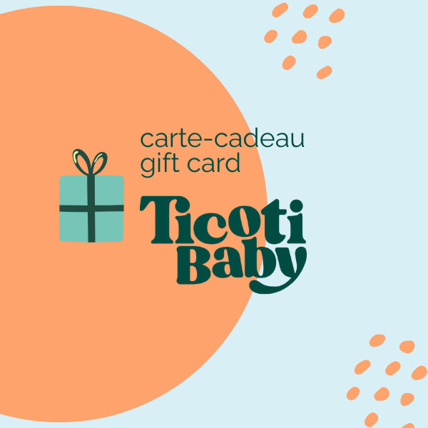 Offrir un cadeau de shower de bébé pour une nouvelle maman, quoi offrir? Donner une carte-cadeau Ticoti Baby