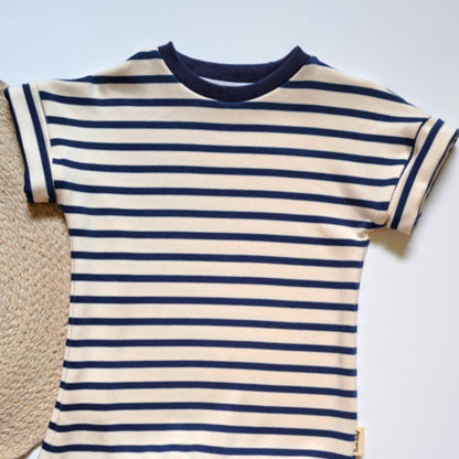 Barboteuse ligné bleu matelot