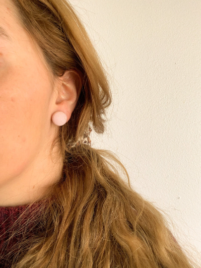 Petites boucles d'oreilles boutons - Fleuri Turquoise